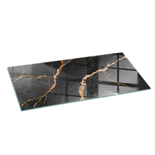 Rectangular glass hearth for log burner Elegant marble with veins
