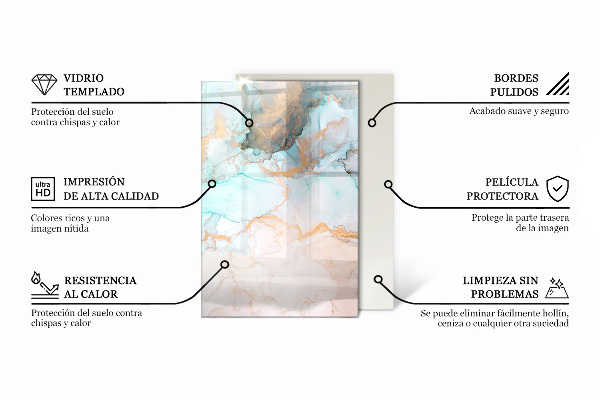 Rectangular glass hearth Abstract marble pattern