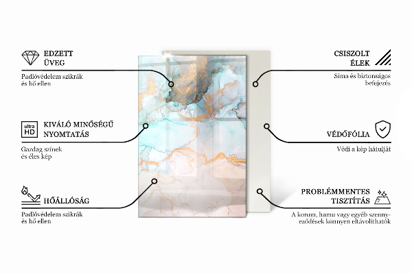 Rectangular glass hearth Abstract marble pattern