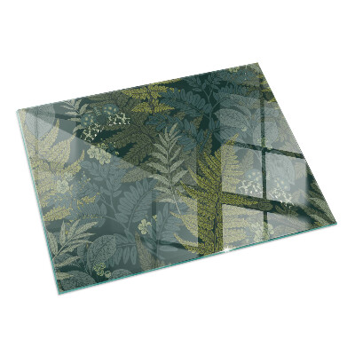 Rectangular glass hearth for wood stove Plant motifs with butterflies