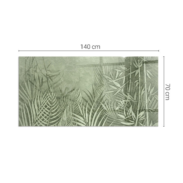 Rectangular glass hearth Tropical leaves in the background