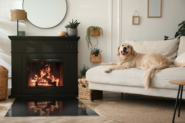 Rectangular glass hearth for log burner Color Black