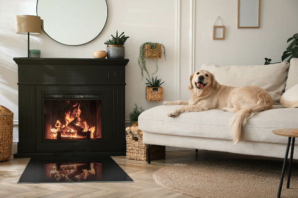 Rectangular glass hearth for log burner Color Black