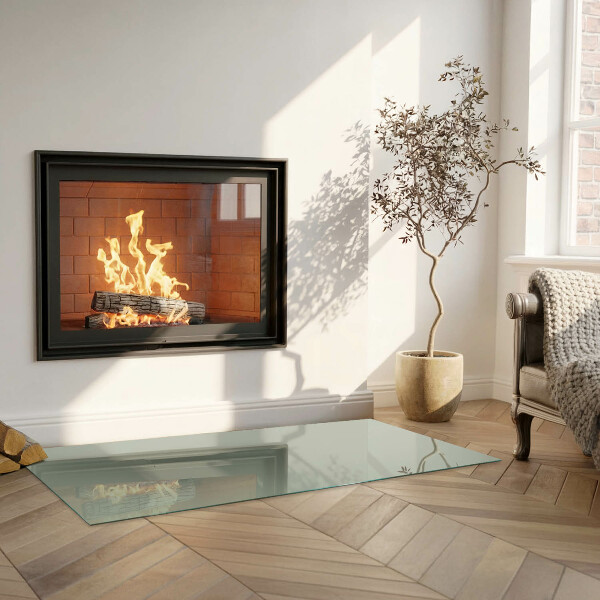 Rectangular glass hearth Gray-green color