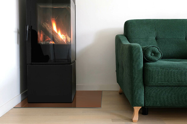 Rectangular glass hearth for log burner Color Brown