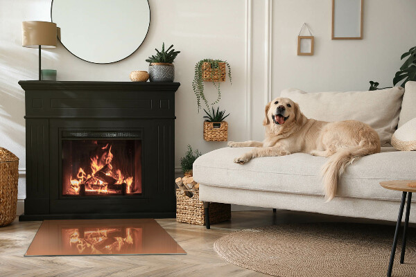 Rectangular glass hearth for log burner Color Brown