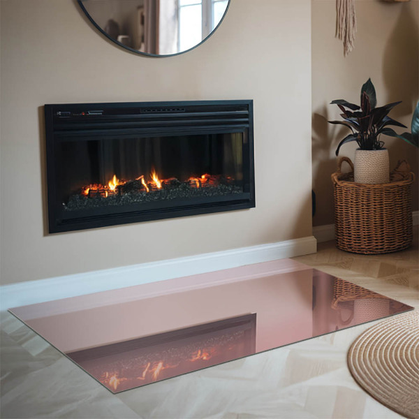 Rectangular glass hearth for log burner Color Pink