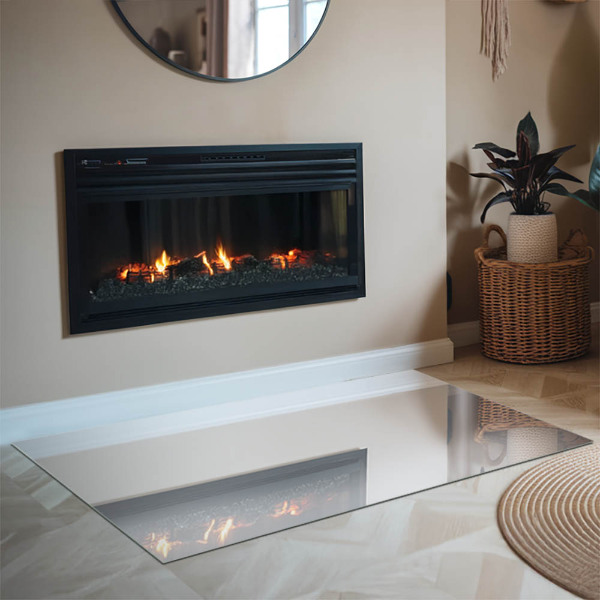 Rectangular glass hearth Color White
