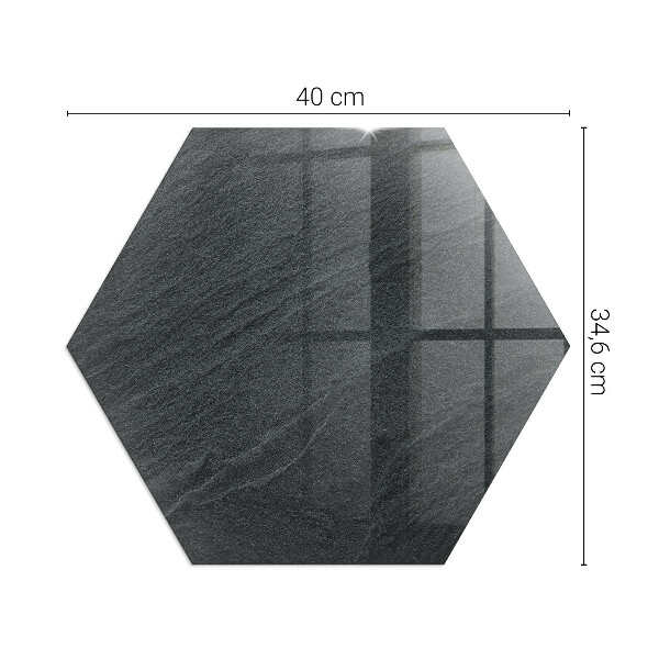Hexagonal glass hearth for stove Natural stone texture