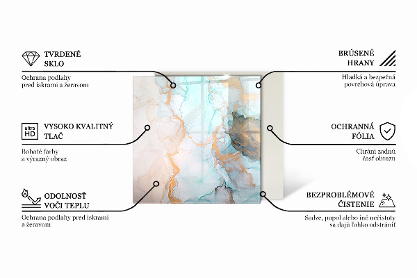 Hexagonal glass hearth for stove Marble structure pattern
