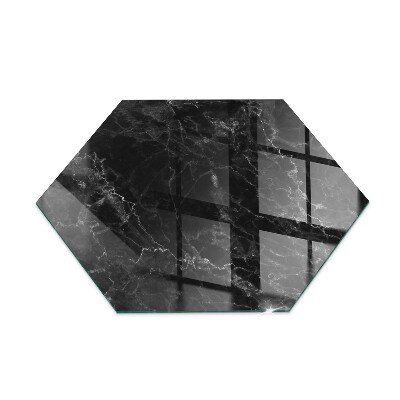 Hexagonal glass hearth pad Elegant marble pattern