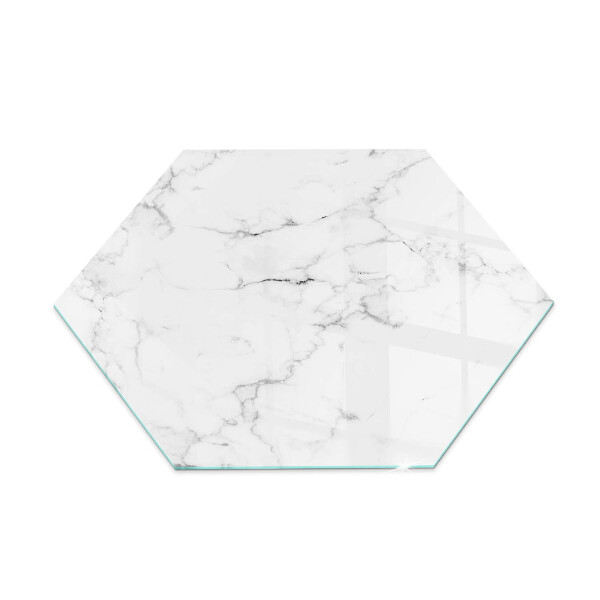Hexagonal corner glass hearth Marble pattern with veins