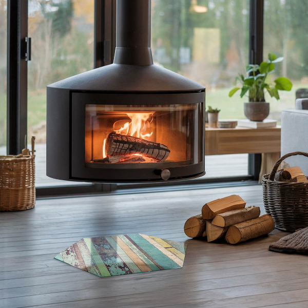 Hexagonal corner glass hearth Boards in different shades