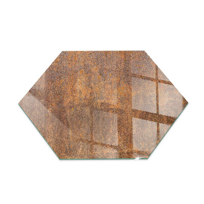 Hexagonal glass hearth pad Rust texture on the background