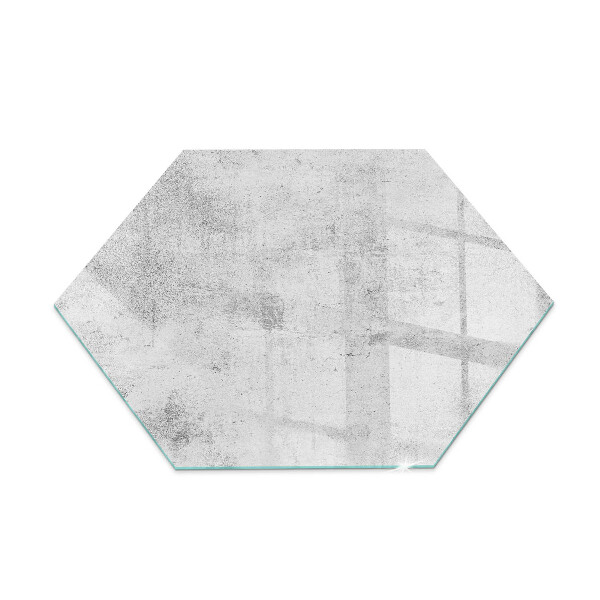 Hexagonal glass hearth for stove Raw concrete texture