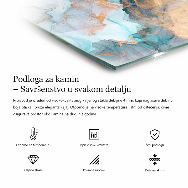 Hexagonal glass hearth pad Abstract fluid pattern