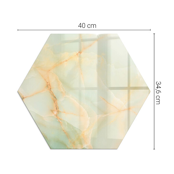 Hexagonal corner glass hearth Abstract marble pattern