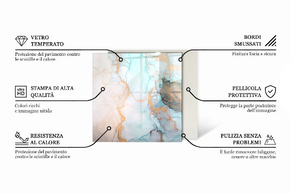 Hexagonal glass hearth for stove Plant motifs with butterflies