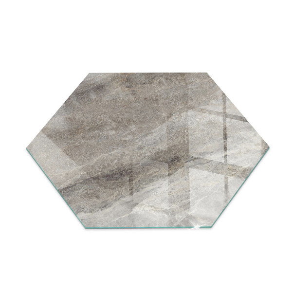 Hexagonal glass hearth pad Natural stone pattern