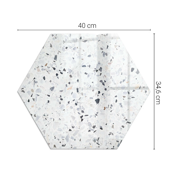 Hexagonal glass hearth pad Stone pattern with particles