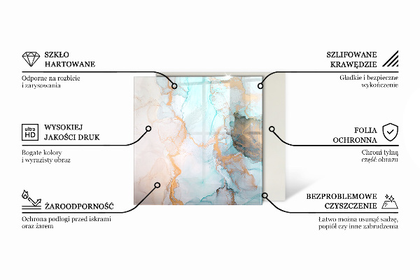 Hexagonal glass hearth pad Stone pattern with particles