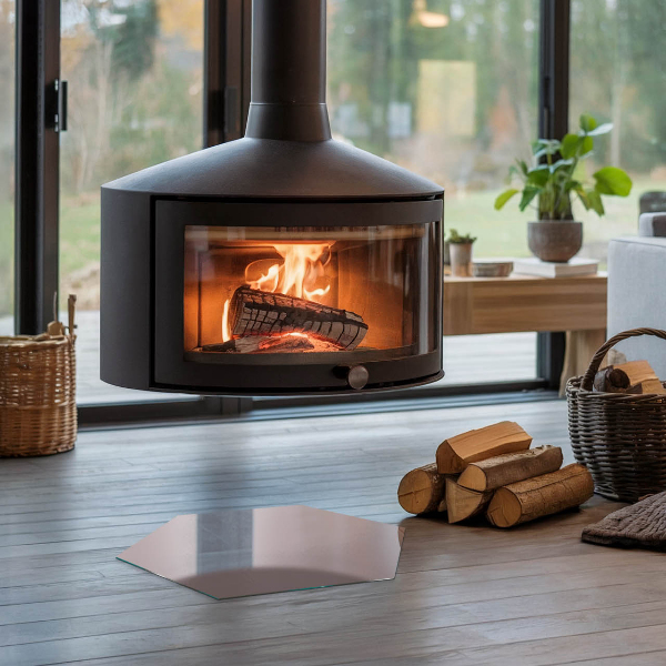 Hexagonal glass hearth pad Color Beige