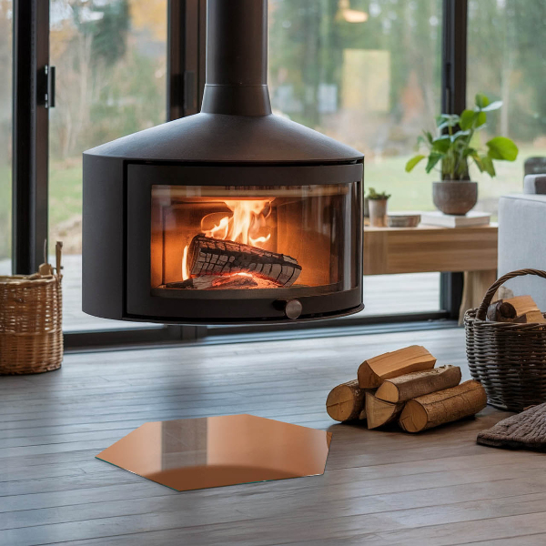 Hexagonal glass hearth pad Color Brown