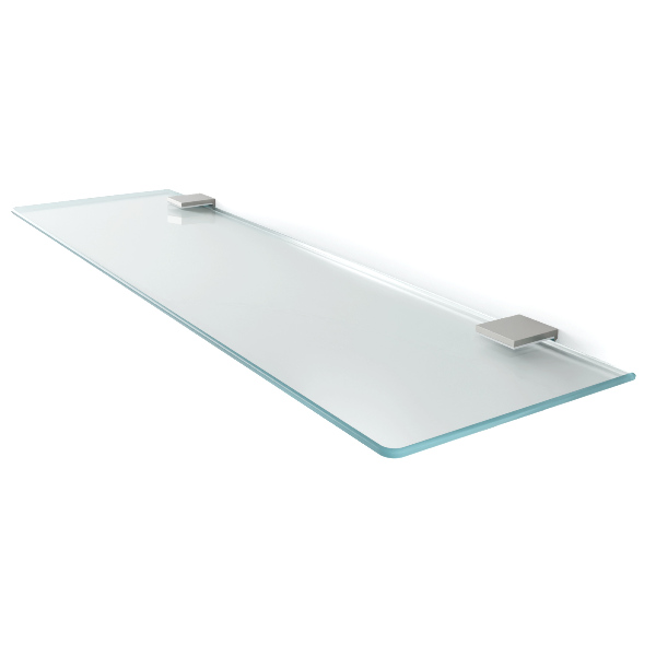 Translucent glass bath and shower shelf measuring 35 by 5 inches