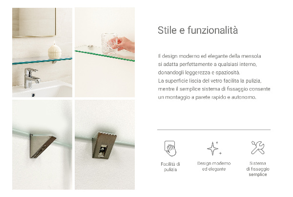 Translucent tempered glass bathroom shelf 15 by 5 inches