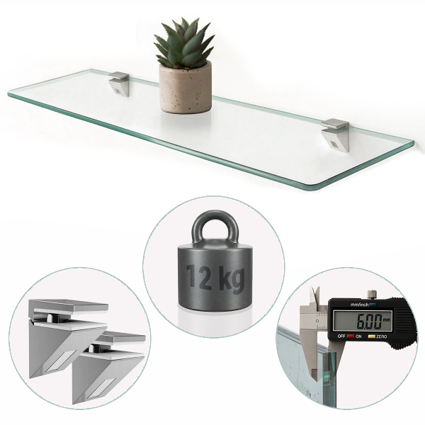 Wall mount clear bathroom shelf 100x13 cm