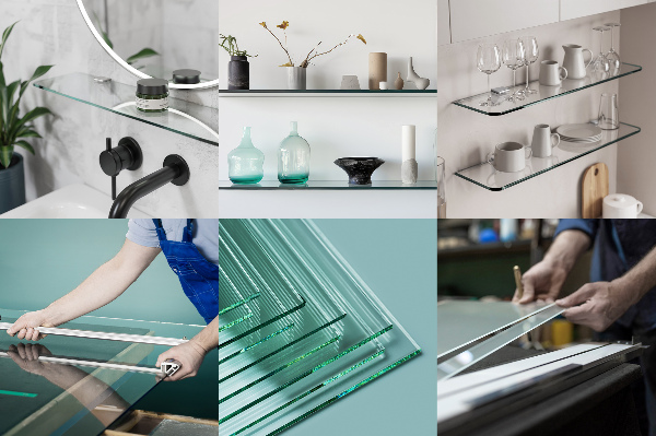 Glass mirror shelf 50x13 cm