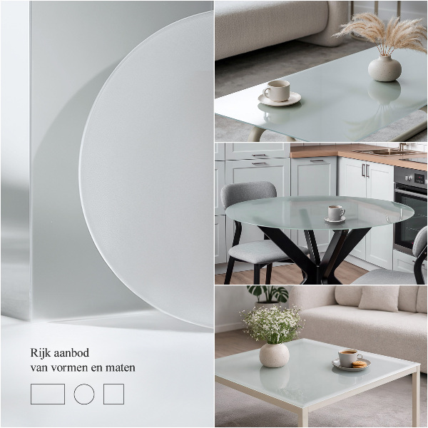 Square semi-transparent glass table top