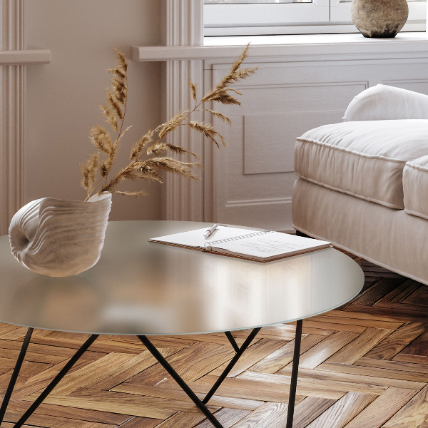 Round translucent glass table top