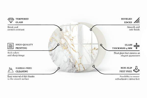 Glass table top with print Smooth white