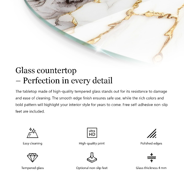Glass table top with print Smooth white