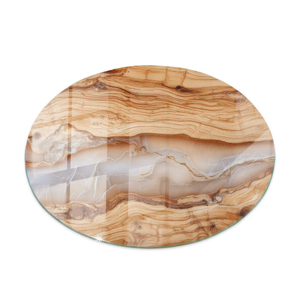 Glass table top with print Natural wood and resin pattern