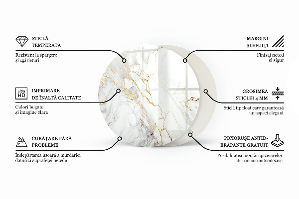 Glass table top with print Natural stone pattern