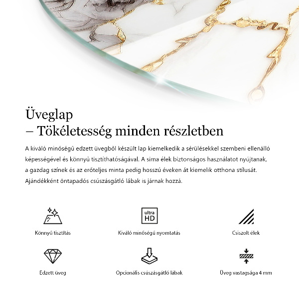 Glass table top with print Stylish wood motif