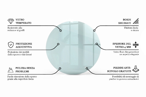 Round glass table top transparent