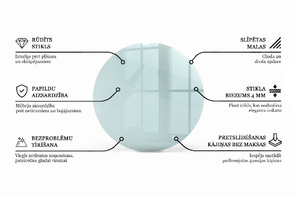 Round glass table top transparent