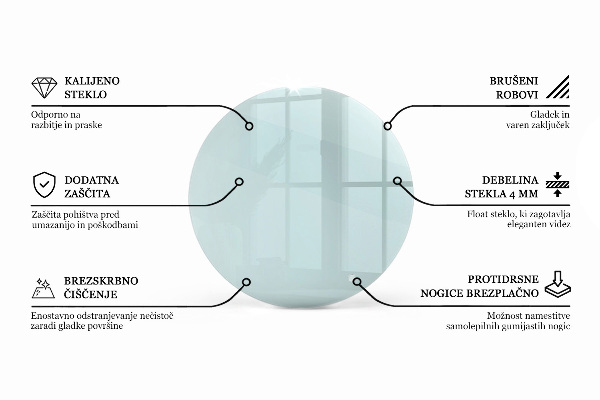 Round glass table top transparent