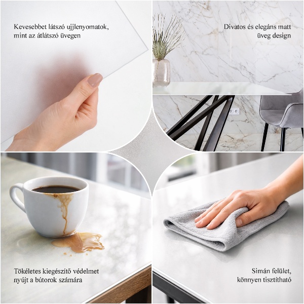 Rectangular glass table with a frosted glass finish