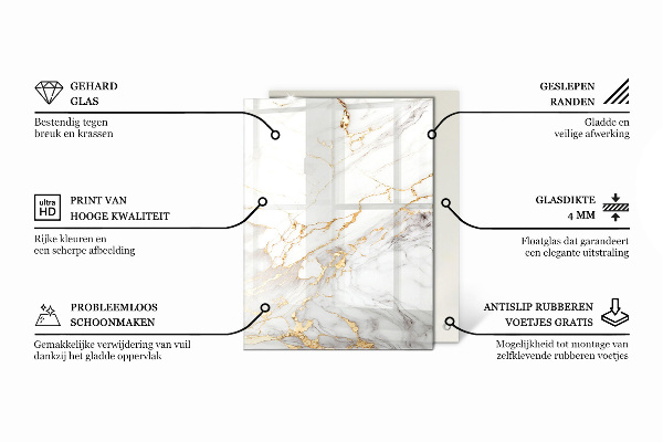 Decorative glass table top with print Stylish wood motif