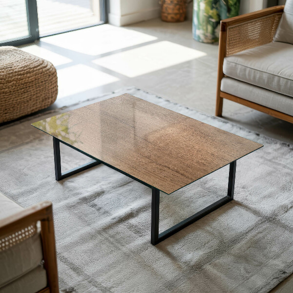 Decorative glass table top with print Stylish wood motif