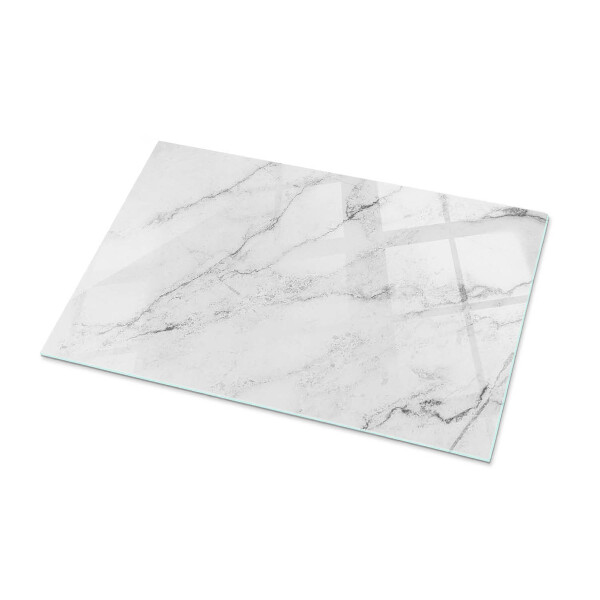 Rectangular glass table top with print Marble texture motif