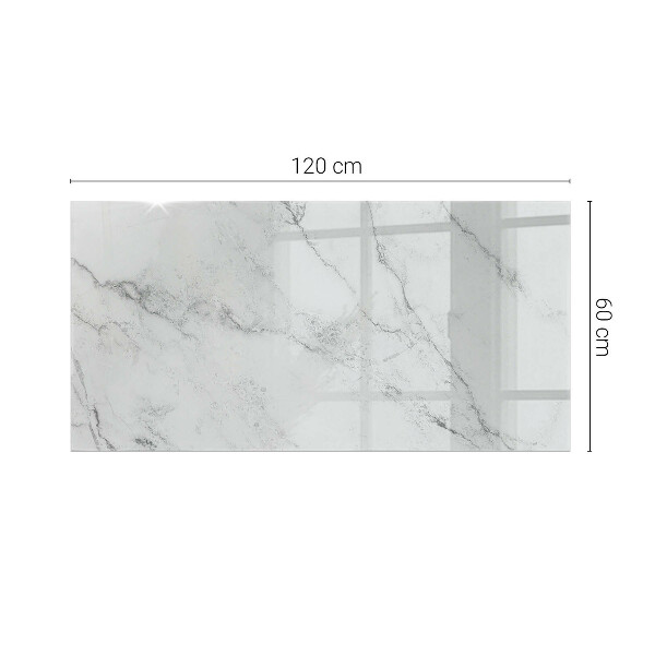Rectangular glass table top with print Marble texture motif