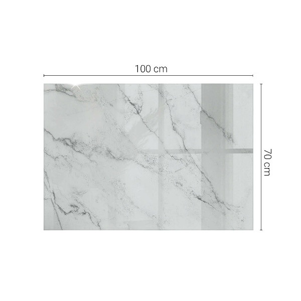 Rectangular glass table top with print Marble texture motif
