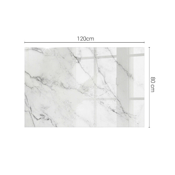 Rectangular glass table top with print Marble texture motif