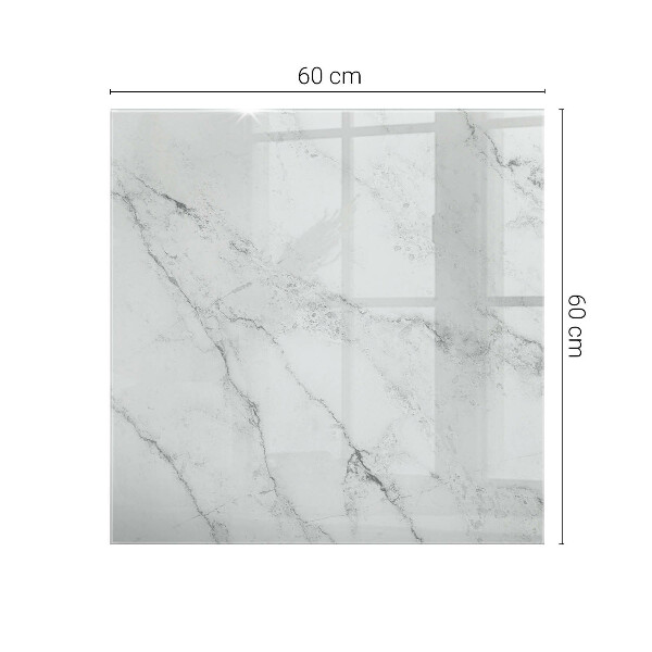 Rectangular glass table top with print Marble texture motif