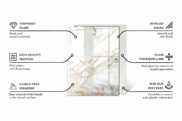 Rectangular glass table top with print Concrete with cracks